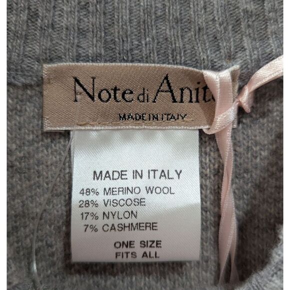 Note De Anita Merino Wool & Cashmere Cape Gray/Tan Women's Sweater OSFA NWT - Picture 5 of 5